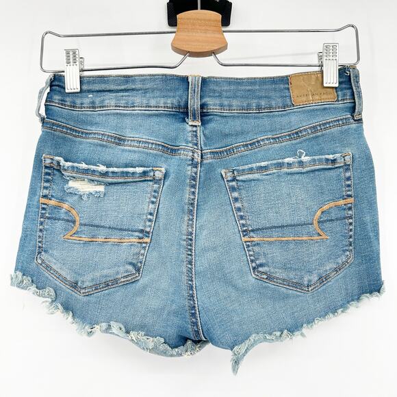 American Eagle Bundle Lot (2) High Rise‎ Distressed Cut Off Denim Shorts Size 2 - Picture 6 of 10